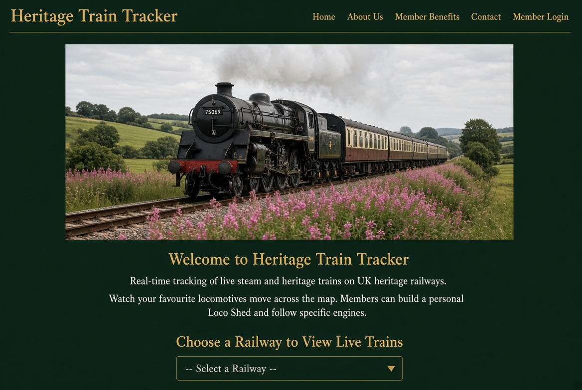 Heritage Train Tracker homepage preview